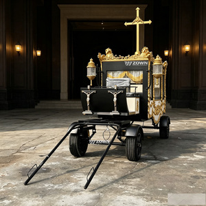 Cercueil funéraire européen antique de style calèche, artisanat de qualité supérieure pour les institutions funéraires et les transportations de cercueils en extérieur - Product Image 1