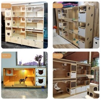 Villa pour chat en aluminium et bois, extra-large, multi-niveaux, de luxe, pour l'intérieur, cage d'élevage professionnelle
