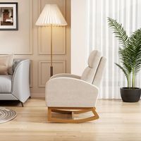 Canapé moderne Chaise longue Fauteuil à poches double face Fauteuil à dossier haut de salon Chaise berçante avec pieds en bois massif