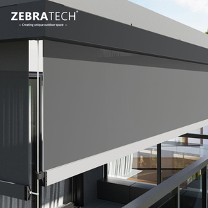 Windproof ngoài trời không thấm nước rèm cuốn Patio Sun Shading tự động cơ giới trong nhà thoáng khí nhôm pergola Zip màn hình - Product Image 1