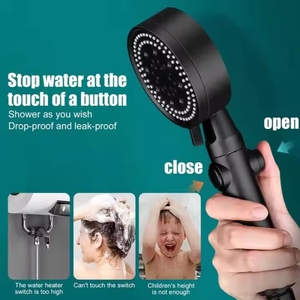 Pommeau de <span class=keywords><strong>Douche</strong></span> Mural en Plastique ABS Haute Pression, Écologique, Économiseur d'<span class=keywords><strong>Eau</strong></span>, Finition Chromée, Débit Réglable, Robinet de Salle de Bain - Product Image 5
