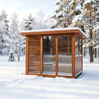 Cabine de sauna extérieure moderne en bois de cèdre rouge massif pour 6 personnes, avec chauffage Harvia Sona 6KW