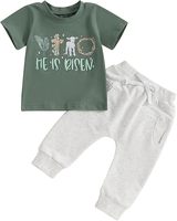 Ensemble de vêtements pour bébé garçon d'été en coton avec logo personnalisé, t-shirt à manches courtes et pantalon pour Pâques