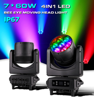7x60W RGBW Zoom Wash Beam Lumière LED à tête mobile avec contrôle DMX512 540/230 Pan/Tilt pour DJ et utilisation sur scène