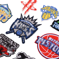 Écussons brodés en tissu chenille avec logo d'équipe de basketball, vente flash de luxe, pour vêtements et textiles de maison