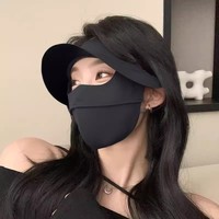 Masker Pelindung Wajah Penuh Black Visor Ice Silk untuk Wanita, Masker Pelindung Matahari 3D Visor Besar untuk Bersepeda di Luar Ruangan Musim Panas Grosir