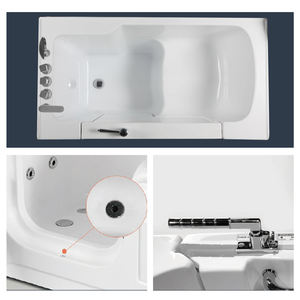 Mandrex Autoportant Petite Taille Rectangle Acrylique Walk-In Assise Massage Baignoire Débordement Antidérapant Ouverture Latérale Aide au Trempage - Product Image 4