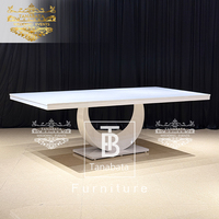 Meubles d'hôtel modernes, tables de banquet rectangulaires pour événements et fêtes, plateau en MDF blanc, acier inoxydable