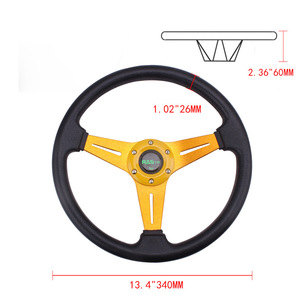 Volant de course 14 pouces 350 mm 3 branches en PU pour modification de voiture et karts - Product Image 2