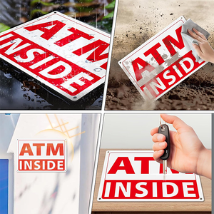 Letrero de Advertencia Personalizable de Aluminio para Cajero Automático, <span class=keywords><strong>Sin</strong></span> Costo, Diseño de Fábrica, para Interiores de Tiendas Minoristas - Product Image 2
