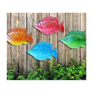 Set of 4 for Outdoor Indoor Coastal Ocean Sea Metal Fish Hanging Wall Art Decor - Product Image 2