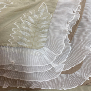 Encaje Ruffle Princess Ropa de cama King Queen Size Cut Leaf Tufted Edredón Ropa de cama Sábana para niñas Proveedor de fábrica - Product Image 4