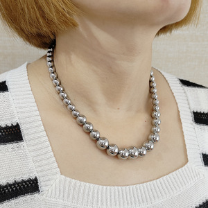 Collares de Moda con Cuentas Gruesas y Audaces 2025, Collares de Cadena de Cuentas Chapadas en Oro de Acero Inoxidable al por Mayor, Collar Hip Hop para Mujer - Product Image 4