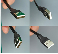 3A FPC FFC ultra-dünnes flexband winkliges Datenverlängerungskabel winklig USB AM zu winkligem Mikro-USB männlich 3M schwarz PVC-Zöpfe CN;GUA