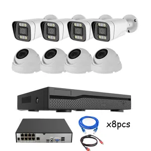 Grosir 4k nvr kit-Kit 8CH 4K Poe NVR Kamera IP Peluru Tahan Air Luar Ruangan 8T HDD Sistem CCTV NVR Audio Rekam Video Surveillance Kit