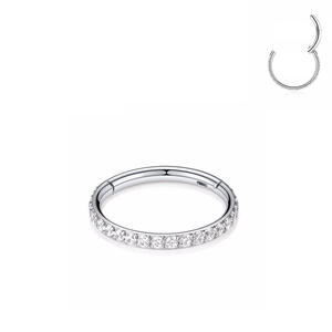 Thiết kế đơn giản 316L thép không gỉ Micro Pave zircon vách ngăn núm vú Clicker mạ Vàng Nhẫn Mũi đám cưới cho phụ nữ - Product Image 4