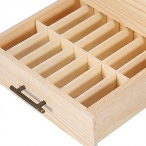 Boîte de rangement en bois pour cosmétiques, rectangle, en pin, avec tiroir et poignée métallique, pour bijoux, montres, lunettes, fabriquée au Vietnam - Product Image 1