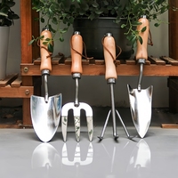 Truelle de jardin en acier inoxydable avec manche en bois et tête polie pour la plantation, le rempotage, le désherbage, la semence et l'utilisation dans les parterres de fleurs