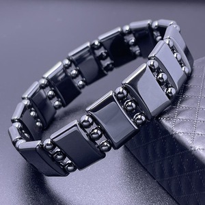 Pulsera de hematita para hombres, piedra de poder de hematita Natural, <span class=keywords><strong>salud</strong></span>, curación, cuentas, pulseras elásticas de la <span class=keywords><strong>suerte</strong></span>, regalo inspirador, joyería - Product Image 1