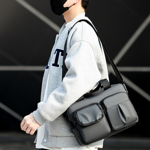 Nouvelle sacoche bandoulière polyvalente en cuir véritable pour homme, grande capacité, décontractée, simple, pour voyage et affaires - Product Image 6
