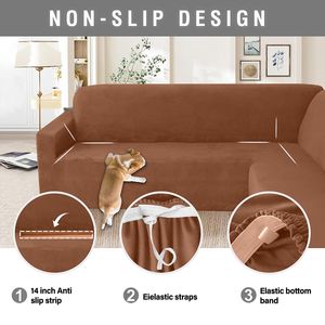 <span class=keywords><strong>Funda</strong></span> de <span class=keywords><strong>Sofá</strong></span> Reclinable de Terciopelo Elástica Lavable Color Marrón Oscuro, 5 Plazas, para Sala de Estar Familiar, Moderna, Nueva Llegada, Impermeable y Antideslizante - Product Image 5