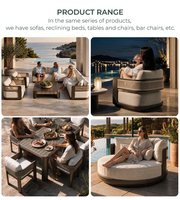 Ensemble de salle à manger extérieur moderne pour hôtel, table et chaises de terrasse de villa de luxe en corde tressée, mobilier de patio extérieur imperméable pour complexe hôtelier