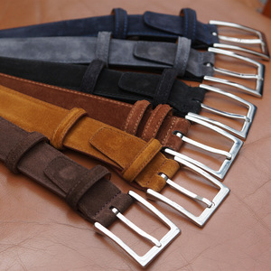 Sabuk kulit Suede gesper Pin paduan desain sederhana kustom pabrik untuk setelan Jeans kasual pria - Product Image 4