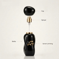 Flacon de parfum de luxe noir transparent élégant personnalisable avec logo, 50 ml, portable, vide, de qualité supérieure, avec boîte cadeau