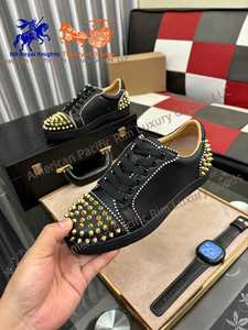 Zapatillas de Marca de Lujo de Calidad al por Mayor para Hombres y Mujeres, Estilo Retro, Zapatos de Cuero Genuino con Cierre de Cordones, Louboutins - Product Image 2