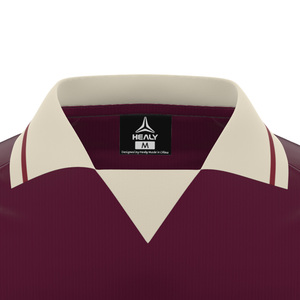 T-shirt court ample en jersey respirant à séchage rapide, col en V, à rayures et blocs de couleur HEALY, imprimé numérique personnalisé, bordeaux, été, style streetwear - Product Image 4