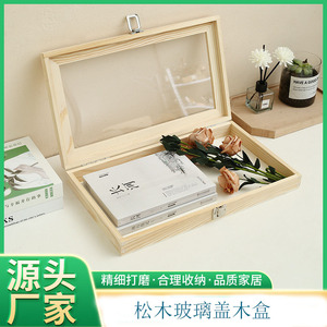 Caja de Madera Acrílica para Especímenes, con Tapa Abatible, 38x22x5.5cm, Caja Organizadora de Joyería Rectangular de Madera Maciza con Cierre, Caja de Regalo - Product Image 2