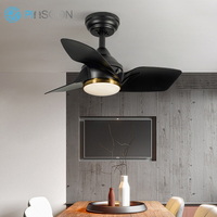 Ventilateur de plafond moderne noir mat et or de 26 pouces avec kit d'éclairage LED 20W, 3 pales, télécommande, 110-240V