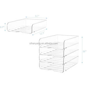 1 pezzo di supporto per organizzatore Desktop impilabile trasparente e vassoio di carta per la conservazione <span class=keywords><strong>da</strong></span> <span class=keywords><strong>scrivania</strong></span> - Product Image 5