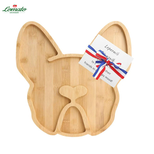 Plato de Bambú con Diseño de Bulldog para Niños, Plato de Madera para Queso, Bandeja de Madera para Fiestas, Restaurantes y Bodas - Product Image 1