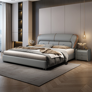 Mobilier moderne d'hôtel de luxe cadre de lit rembourré en cuir double King Queen Size cadre de lit King Size mobilier de chambre à coucher - Product Image 4