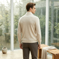 Pull-over en cachemire pur et traceable, doux, à col zippé, coupe classique, manches longues, pour homme, hiver, luxe, OEM durable
