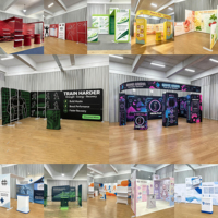 Stand d'exposition pliable personnalisé de 10 pieds ou 20 pieds, impression sur tissu tendu, avec comptoir, cloison et support TV, stand d'exposition sur mesure