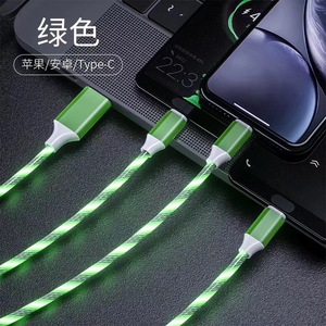 3 In 1 Usb <b>Cable</b> Nylon Led Light Flowing For Iphone Android <b>Type</b> <b>C</b> Mobile Phone <b>Charging</b> Data <b>Cable</b> - Product Image 2