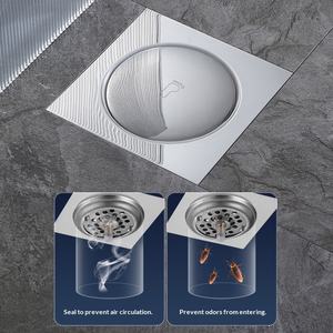 مصفاة أرضية مربعة من الفولاذ المقاوم للصدأ من YOTO للشرق الأوسط، تصميم أمريكي لامع مقاوم للروائح يعمل بالقدم - Product Image 3