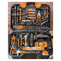Perceuse électrique sans fil 21V au lithium, moteur sans balais, coffret en acier inoxydable, ensemble combiné, avec perceuse électrique