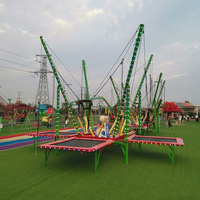 Grand équipement d'amusement extérieur - Remorque de trampoline à bungee portable pour enfants avec lumières LED