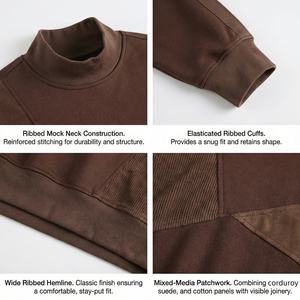 Sweat-shirt de luxe en coton épais 100 % patchwork, col montant, couleur unie, coupe ample pour homme – Fournisseur en gros - Product Image 2