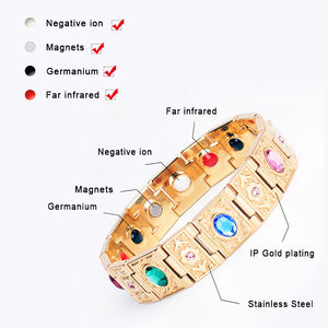 Nueva moda 4 en 1 Bio Health Jewelry Titanium Acero inoxidable Terapia <span class=keywords><strong>de</strong></span> artritis magnética Pulseras médicas Power para mujeres y hombres - Product Image 2