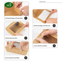 Boîte alimentaire rigide en kraft brun biodégradable VVG avec fenêtre pour sushis à emporter, traiteur et formes personnalisées
