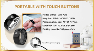 Qibla Tabseeh Ring Muslimische Religions-App-Steuerung Magnetisches Aufladen Azan-Wecker Langlebiger & Wasserfester Gebetsring - Product Image 6