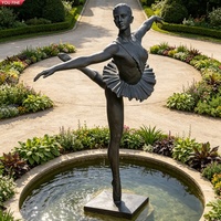 Sculpture de ballerine en bronze grandeur nature YOUFINE, statue élégante de danseuse de ballet pour jardin et parc
