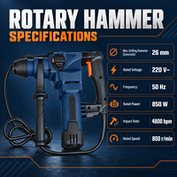 Marteau perforateur rotatif OEM/ODM 850W, puissance 26mm pour perçage du béton, utilisation en construction et bricolage, performance d'impact 4800BPM
