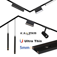 Rail mince linéaire de plafond 5MM 48VSystème d'éclairage sur rail magnétique Projecteur Cob monté en surface ultra mince Led Lumières sur rail magnétiques