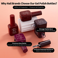 Bouteille de vernis à ongles en gel orange et rouge, bouteille en verre avec bouchon et pinceau, vide, 7 ml, logo personnalisable
