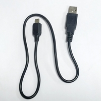 Kabel Data Pengisi Daya Mini USB 5Pin Bulat Warna Hitam untuk Ponsel, GPS, Kamera, DVR
